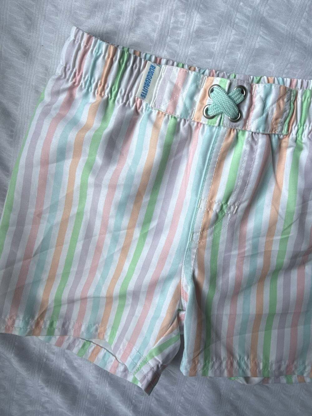 Rugged Butts Pastel Rainbow Stripe Swim Trunks - Size 12-18M